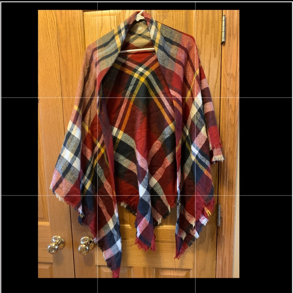 Plaid blanket scarf